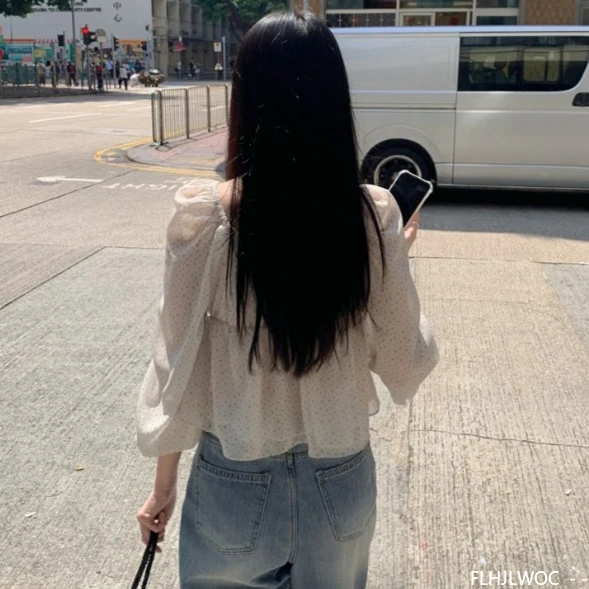 Manches courtes bouffantes hauts Blouses 2025 femmes Chic Style coréen fleur imprimé mignon doux japon filles à manches longues rétro Peplum Blouses