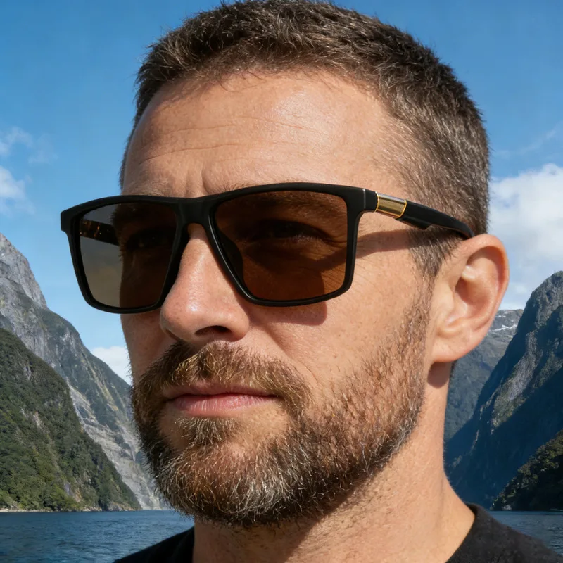 New stylish square-frame polarized sunglasses for men perfect for outdoor activities driving and sun protection