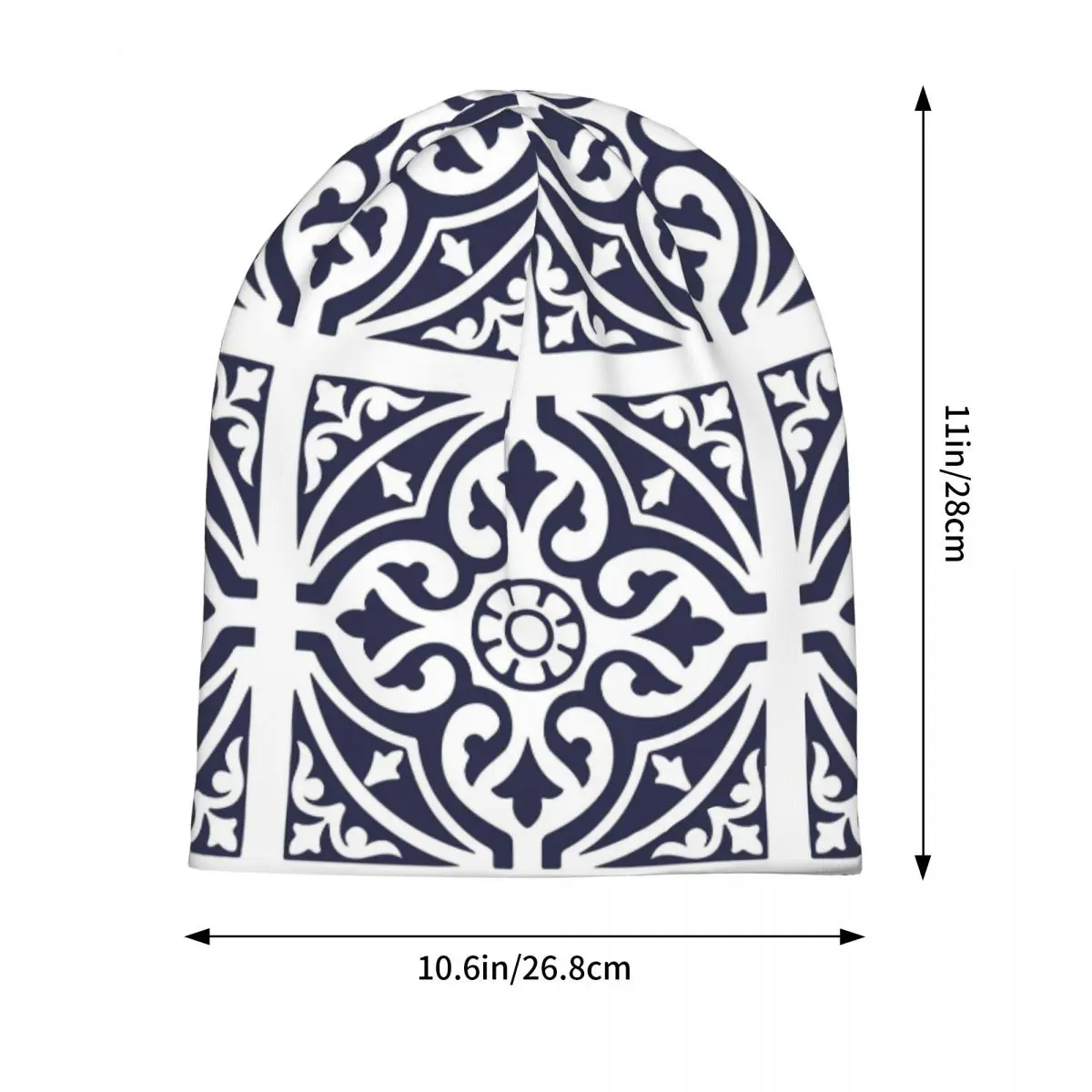 Hamptons Blue And White Moroccan Talavera Tile Skullies Beanies Hats Warm Autumn Winter Cap Knitted Bonnet Caps for Unisex Adult