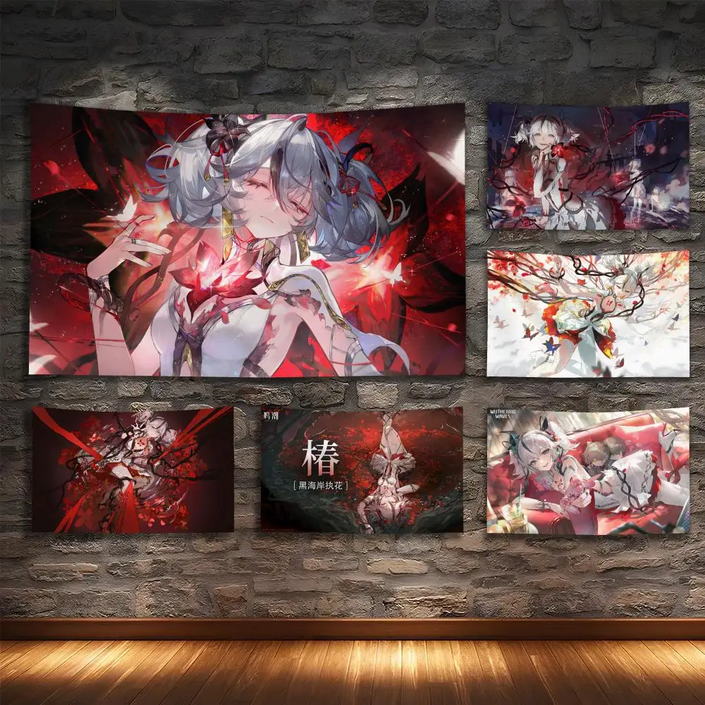 

Camellya Wuthering Waves Tapestry Custom Living Bedroom Party Dormitory Interior Wall Bohemian Decoration Attached Clip