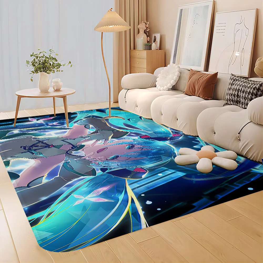 

Japan M-Miku Music Cartoon Hallway Carpet Washable Non-Slip Living Room Sofa Chairs Area Mat Kitchen Doormat Area Rug