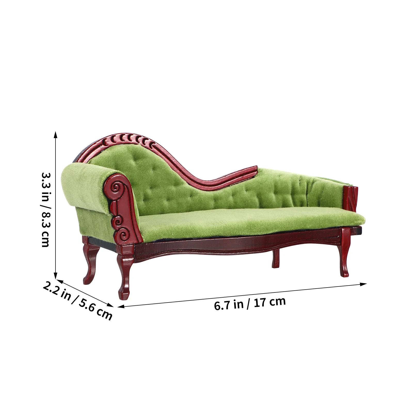 Haus Prinzessin Couch Miniatur Sofa für Dekoration Ornament Lounge Modell Zubehör Mikro Möbel Spielzeug grün