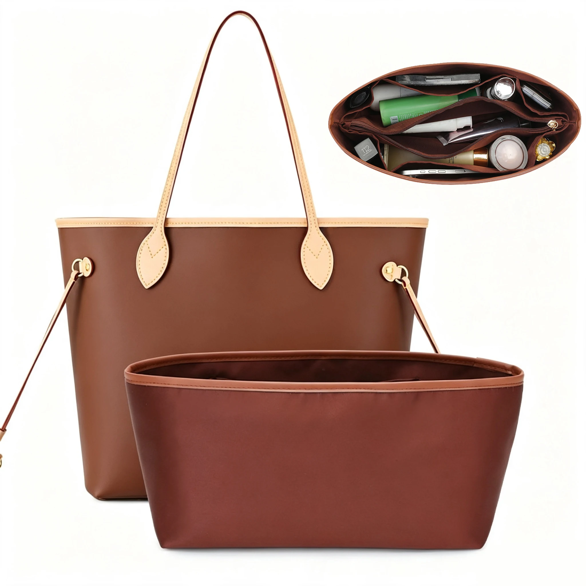 Bag Organizer Insert For Neverfull S/M Neverfull Tote Bag Nylon Satin Storage Inner Modification Bag Accessories