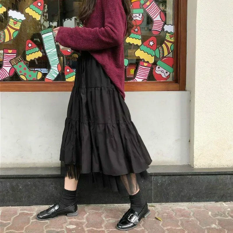 

Длинные юбки для женщин, весна-лето, милые девушки, милые лоскутные юбки с высокой талией, корейский стиль, студенты, универсальные, простые для отдыха