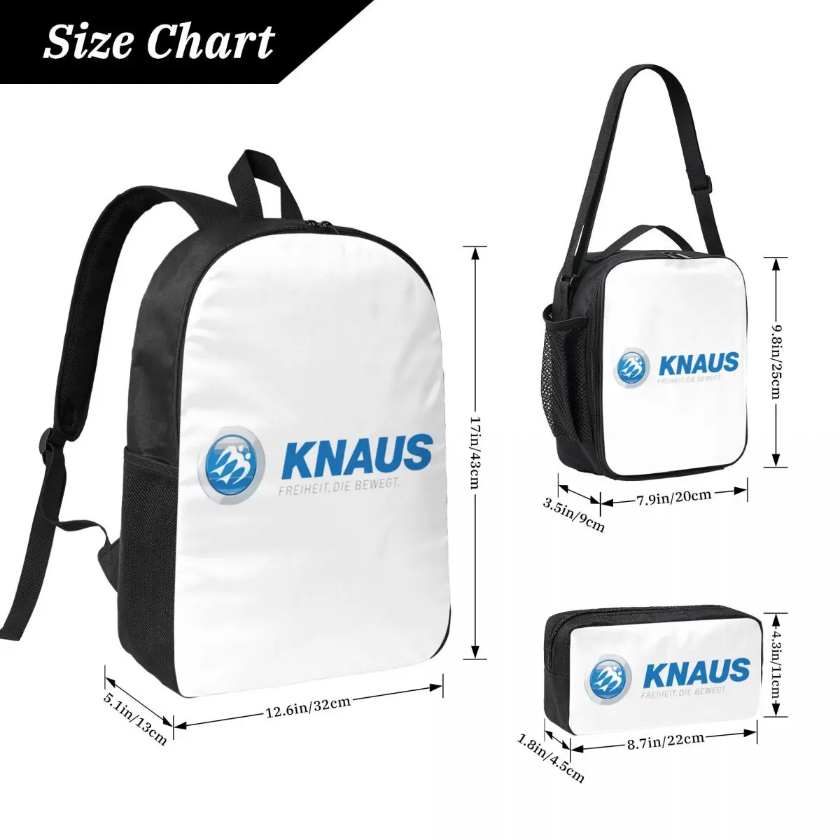 

Knaus Caravan Backpack Student Boys Girls BookBag School Bag Laptop Shoulder Bags 3ps Insulated Lunch Bag Pencil Case