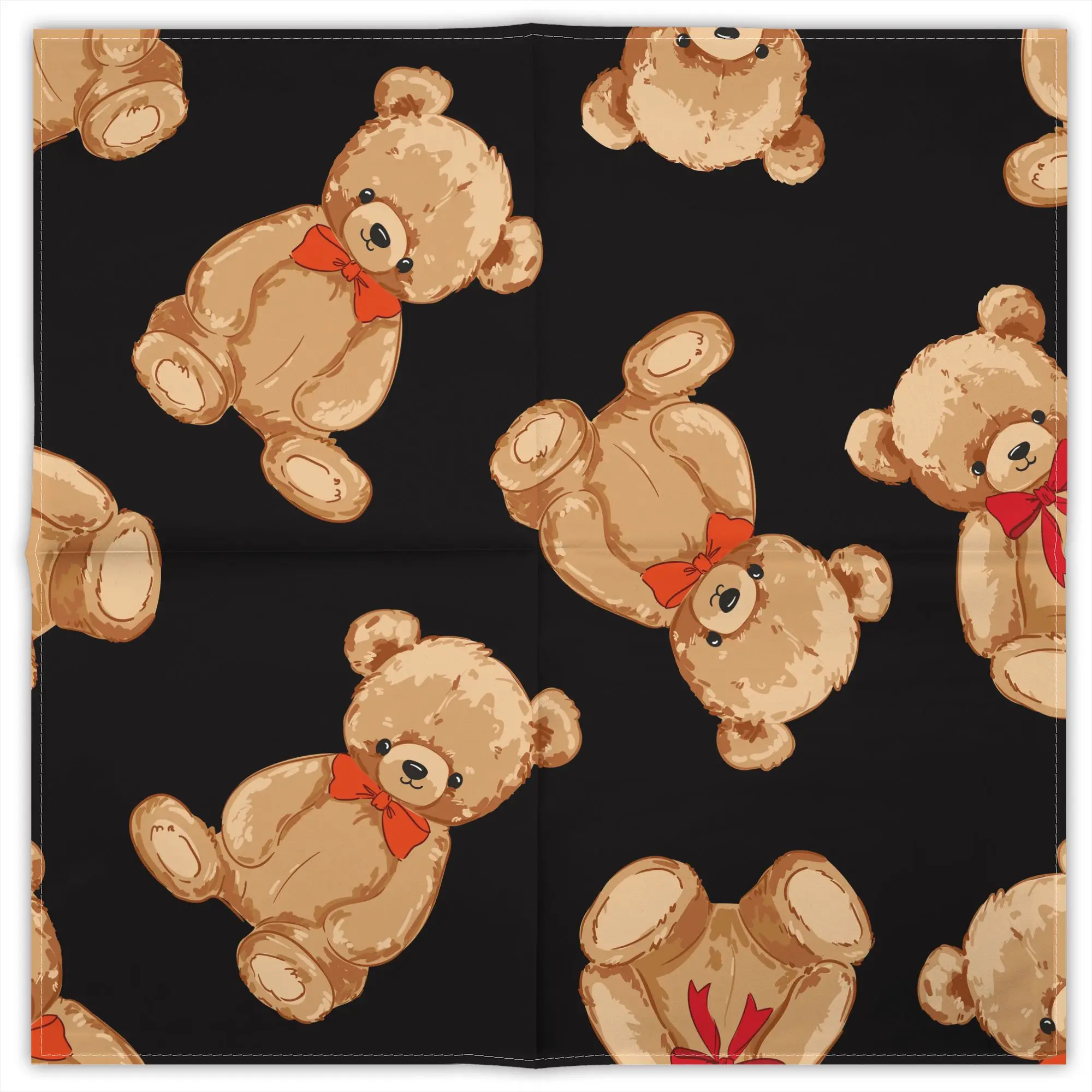 

Red Tie Cute Bear Fashion Square Scarf Decorative Polyester Printed Daily