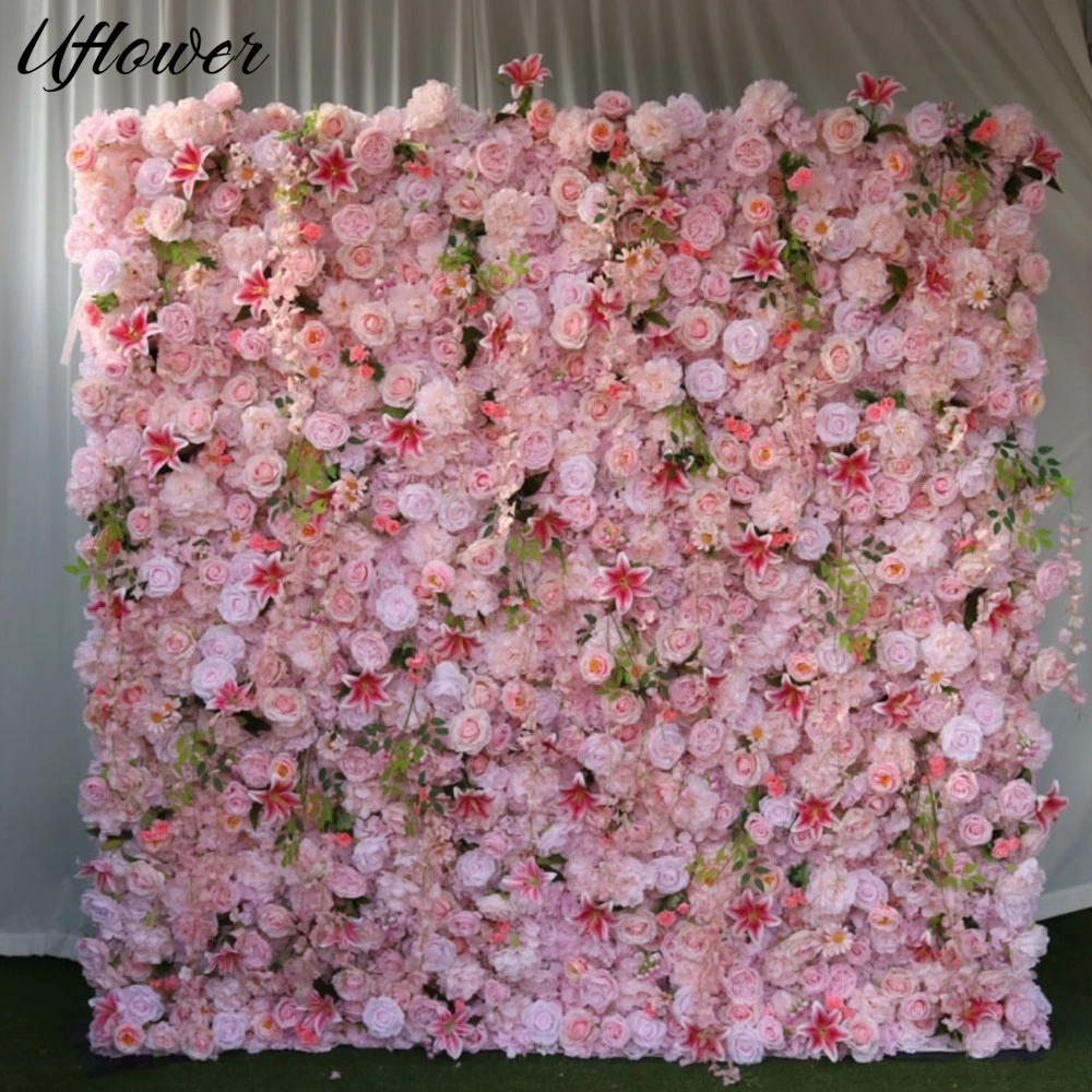 

Uflower Розовая Роза Лилия Ткань Цветок Стена Свадебный Фон Ткань Подвесной Занавес Цветочный Витрина Вечеринка Декор Реквизит