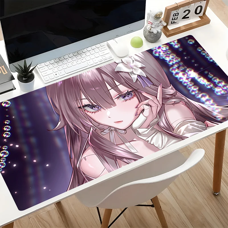 Tradescantia Purple - لوحة ماوس كبيرة بتصميم أنمي، مانعة