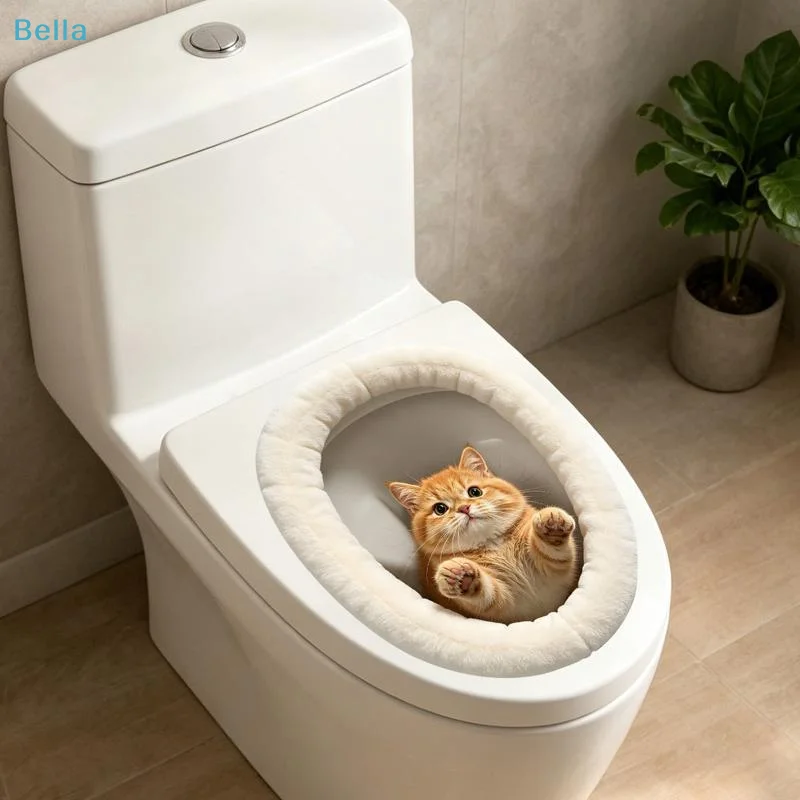 〔M〕Funny 3D Cat Toilet Stickers Self-adhesive DIY Wall Sticker Squirrel Water Resistant Toilet Seat Decals 1PC
