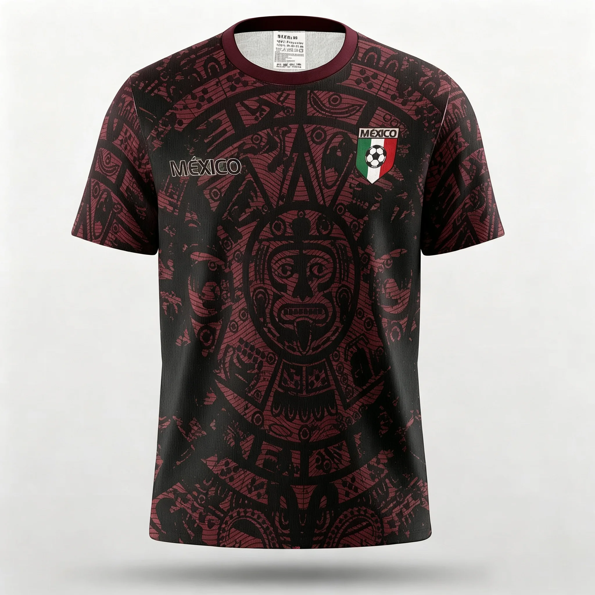 Mexico Aztec Print Soccer Jersey Men Quick Dry Breathable Football Fans Short Sleeve Training Sports Top