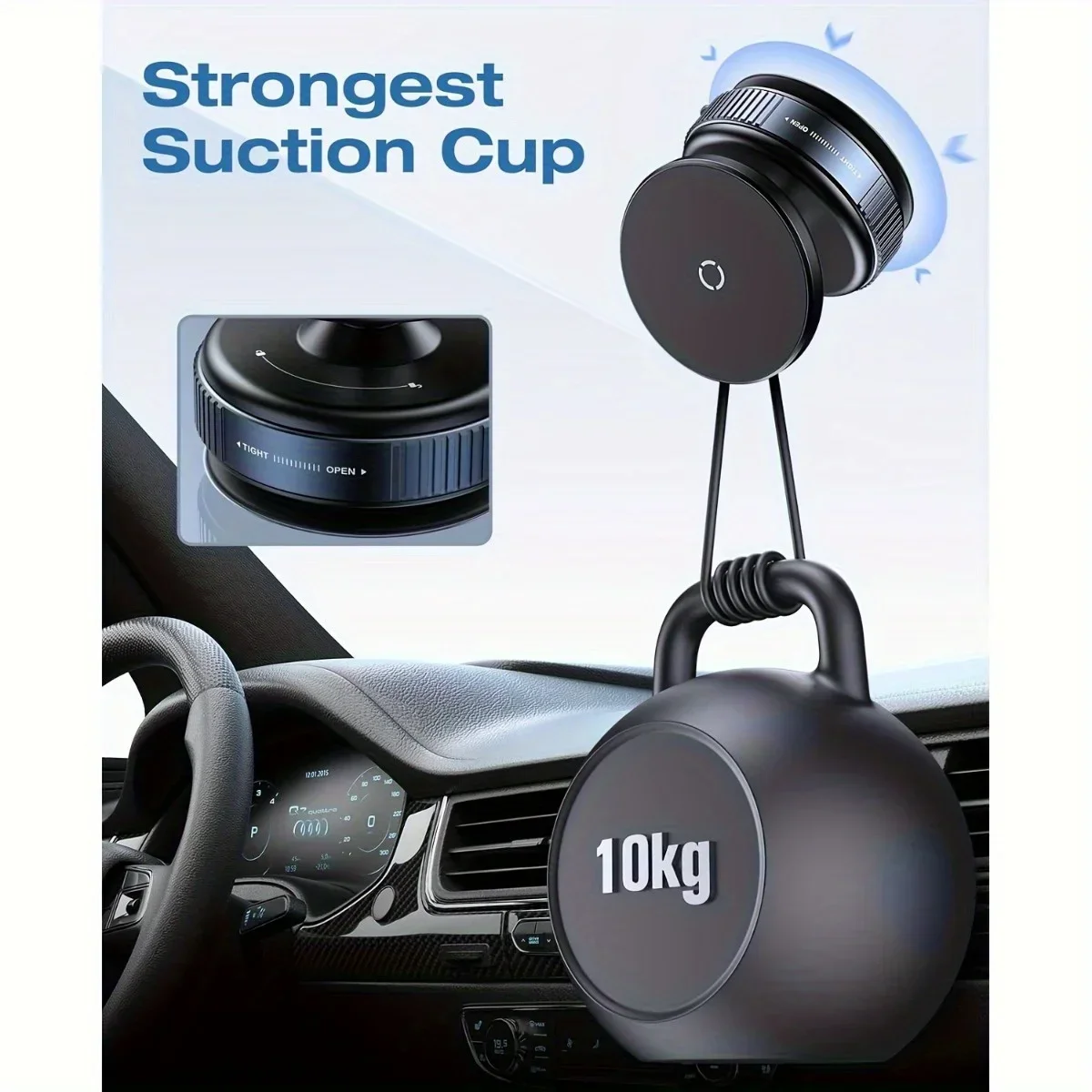 utton Exhaust Vacuum Magnetic car Phone Holder - Portable, Easy to Use Strong Suction Foldable & Stretchable Dual-Sided Adhesion image 4