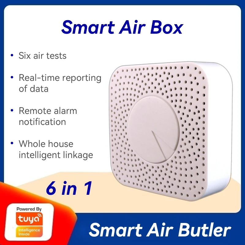 Tuya Wifi/Zigbee Smart Air Box CO2 Air Quality Monitor Temperature Humidity Meter Sensor VOC Gas Detector APP Automation Alarm