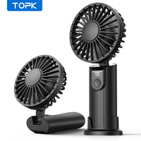 TOPK Portable Handheld Fan 5000mAh USB Rechargeable Foldable Fan 3 in 1 Personal Travel Fan with Digital Display Desk Fan