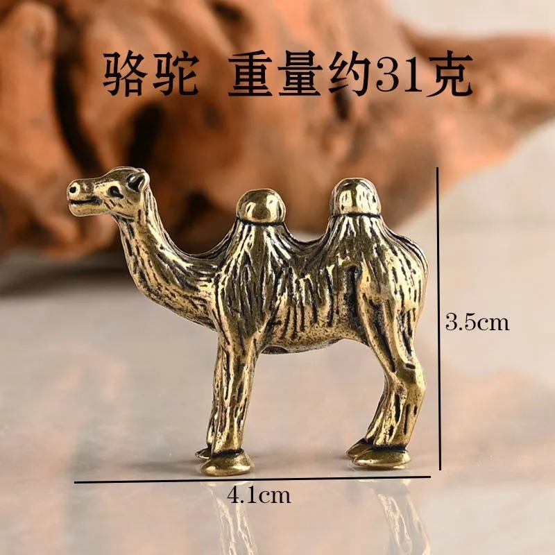 1Pcs Creative Copper Plated Camel Ornaments Office Desktop Tea Pet Ornaments Crafts Gifts Hand Playing Items