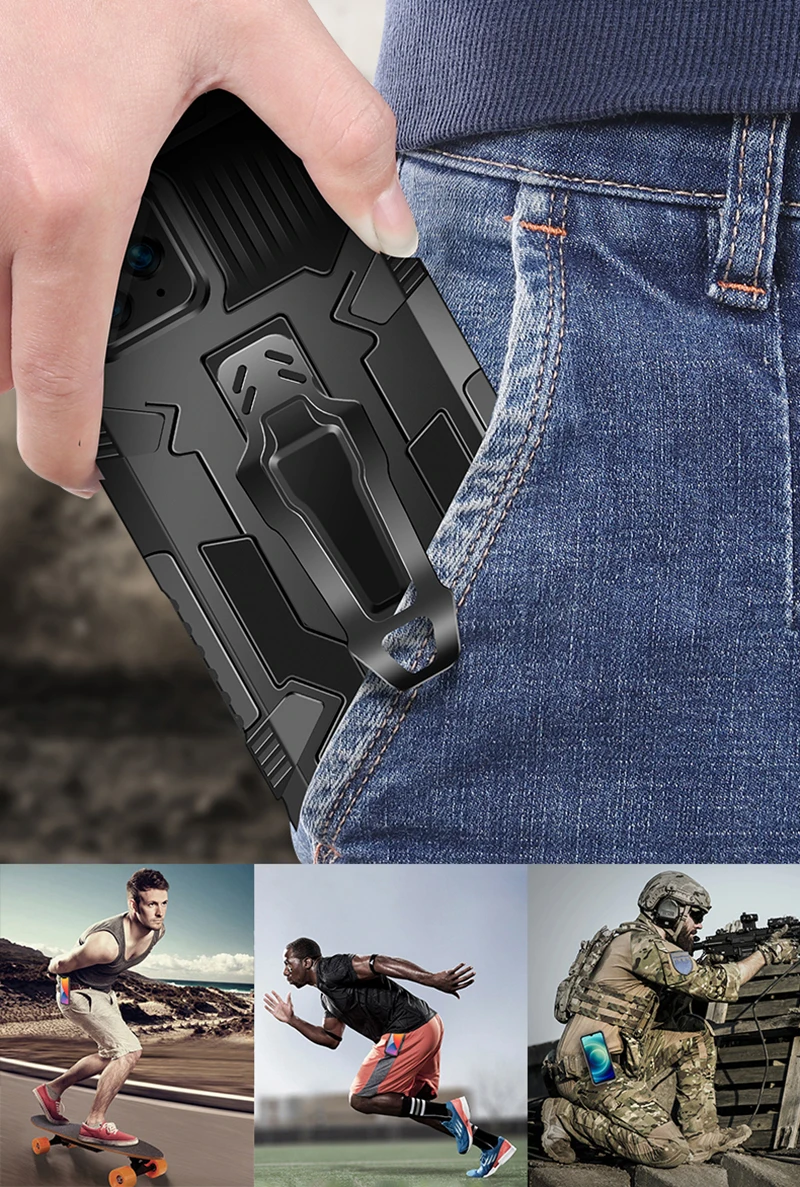 Armor Shockproof Case For Infinix Hot 11S 10S 9 10 11 12 Play Note 11 Pro 10 Lite Belt Clip Concealed Bracket Back Cover Cases