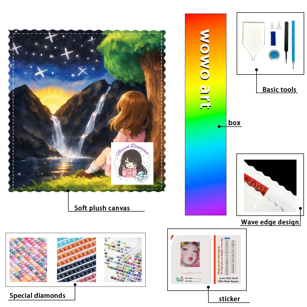 【macal_ Diamond Art】Cascada en la montaña Crystal AB Rhinestone FD Rhinestone Perfect Resin Diamond