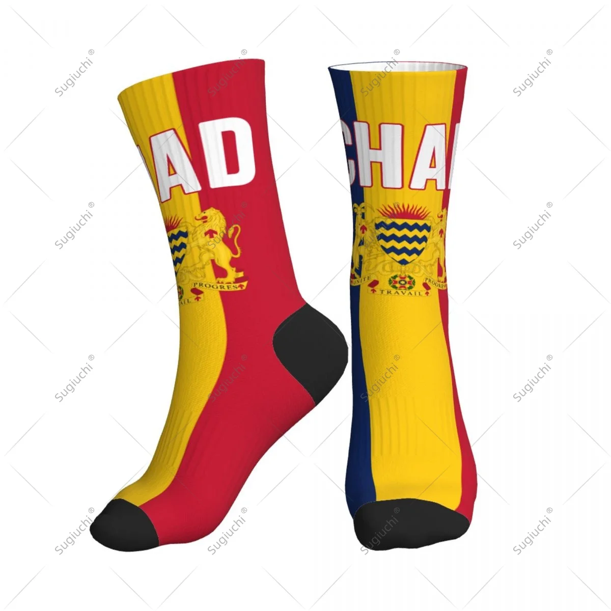 

3D Printed Chad Flag Polyester Mid-calf Socks For Men Women Kawaii Socks Street Skateboard Socks