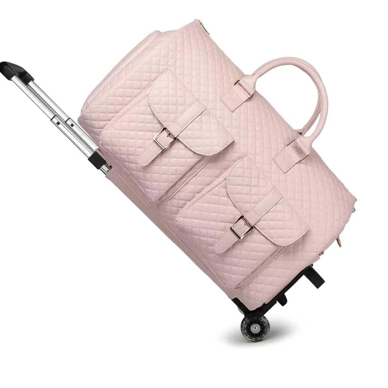 Foldable Suitbag Clothes Totes Large Capacity Travel Duffle Bags Women's Handbag Outdoor Fitness Gym Bag Wheels with pull rods