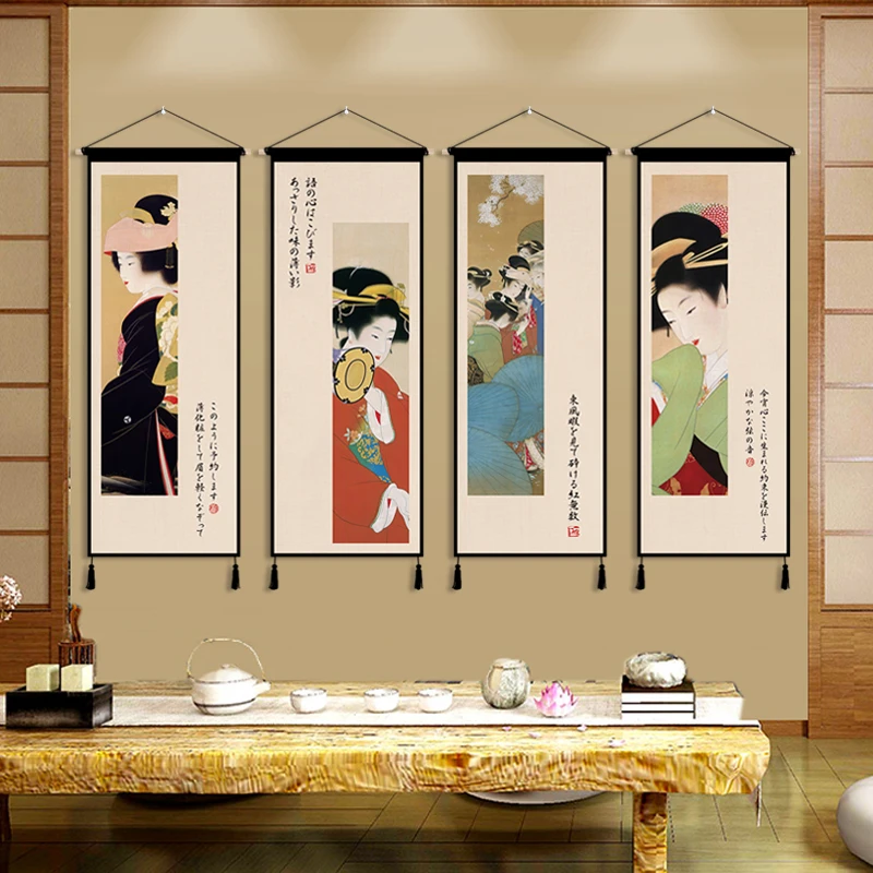 Ukiyo-e Japanese Style Lady Figure Hanging Cloth Tapestry Hanging Painting Living Room Sofa Background Posters Manga Home Decor