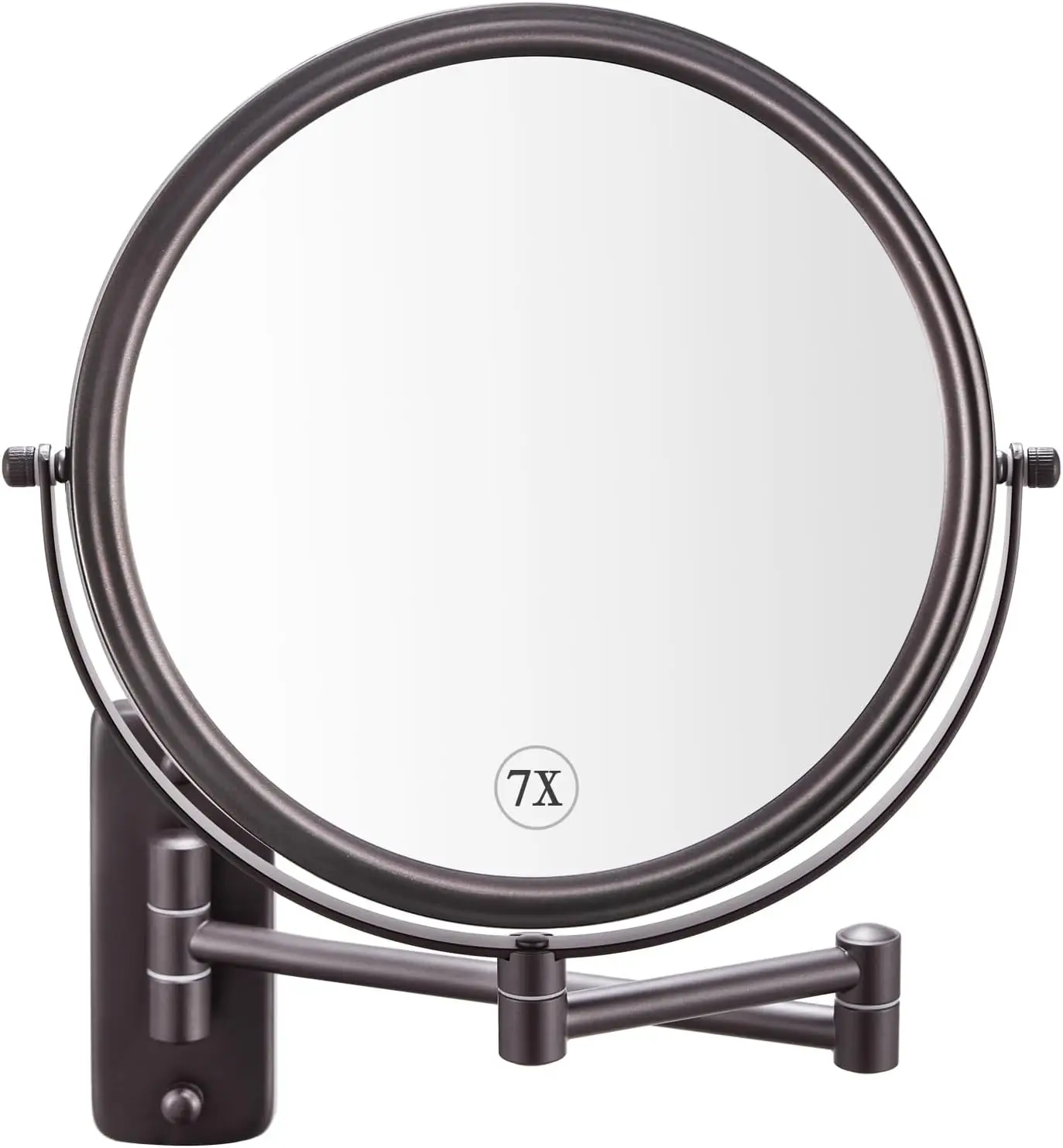 8 Inch Wall Mounted Makeup , 1X/7X Magnifying , Double Sided Vanity Makeup  for Bathroom, Bronze