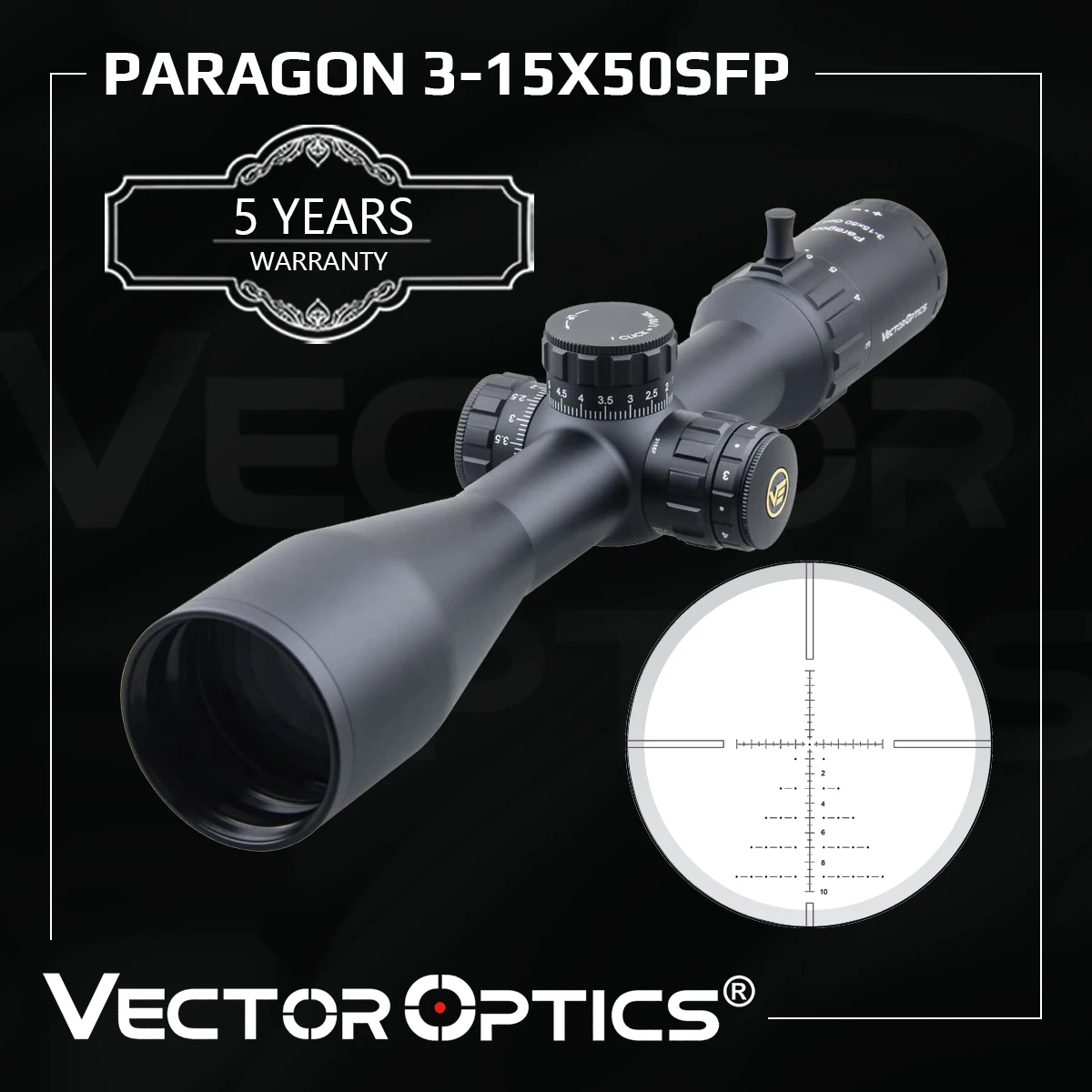 

Vector Optics Paragon Gen2 3-15x50 Tactical High End Glass Rifle Scope with KillFlash 30mm Mount Ring Long Eye Relief Riflescope