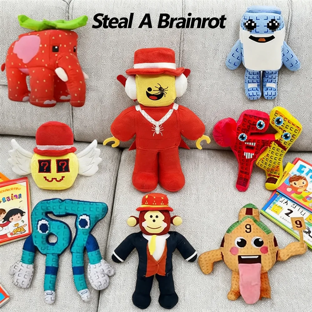 Ruba Un Brainrot Gioco Peluche Soffice Cartone Animato Cercatore di Attenzione - Decorazione Divertimento per la Camera dei Bambini Regalo di Natale che non occupa mai