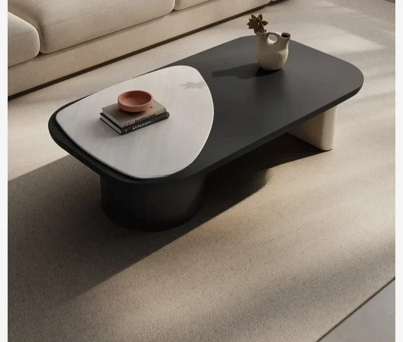 A  Italian simple microcrystalline stone coffee table  color matching creative tea table high sense