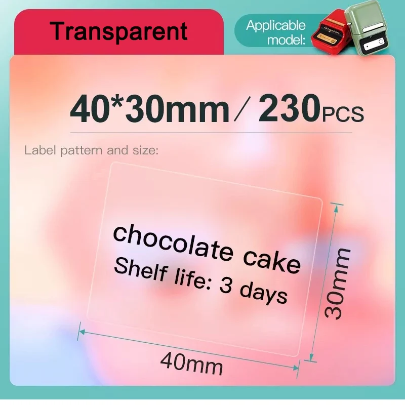 Niimbot B21 B1 B203 Label Thermal Transparent Label Paper for Waterproof Anti-Oil Tear-Resistant Jewelry Price Tag