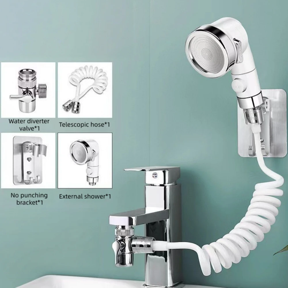Weißer 1,5m Schlauch Handbrause Spülbecken Armatur Sprühkopf Set / Küchenarmatur / Badezimmer / Waschküche / Tierbaden