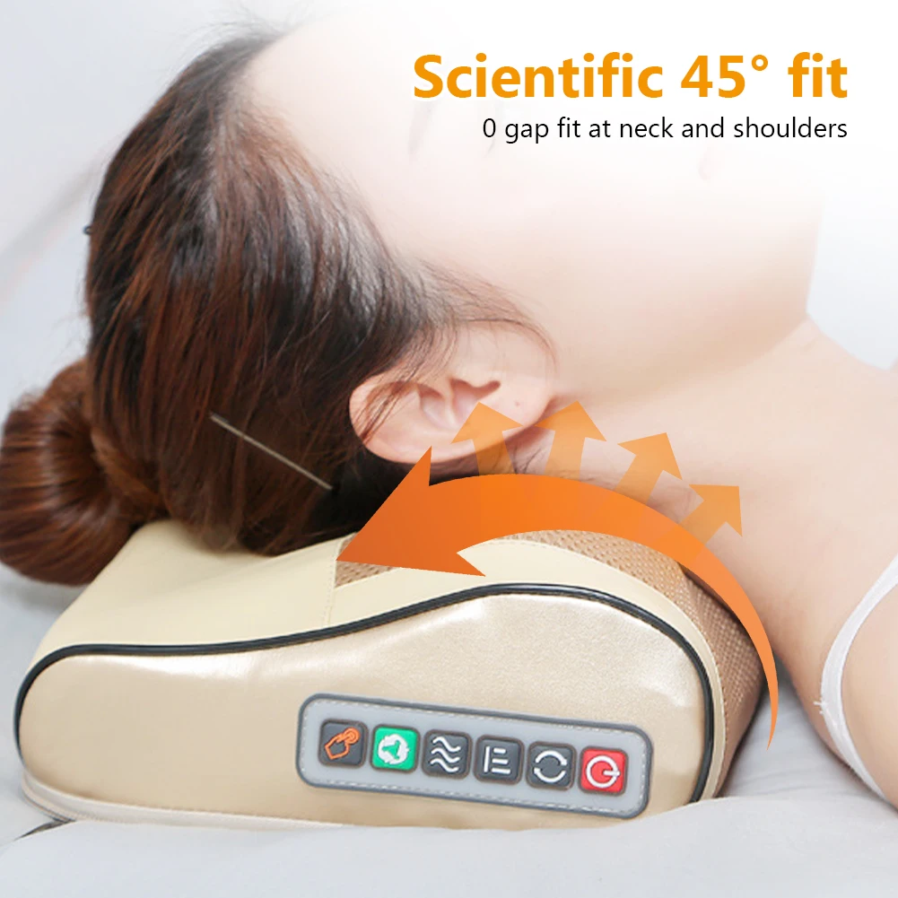 وسادة تدليك الرقبة الكهربائية مدلك الرقبة قابل للتعديل الأنسجة العميقة العجن وسادة تدليك متعددة الوظائف لساق الكتف العنق