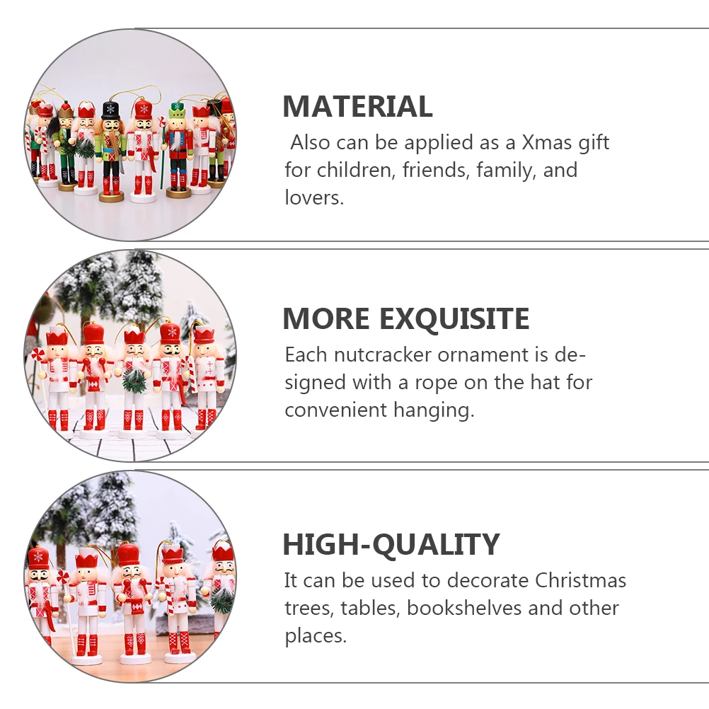 

5Pcs Christmas Nutcracker Decorations Wooden Soldier Home Hanging Ornaments Festive Xmas Table Decoration Christmas Party Decor