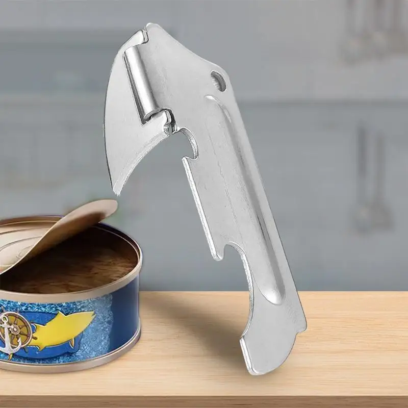 Abridor de garrafas portátil de aço inoxidável, abridor de latas de mão, corte seguro, aparelho de cozinha para festa de abridor de garrafas de emergência