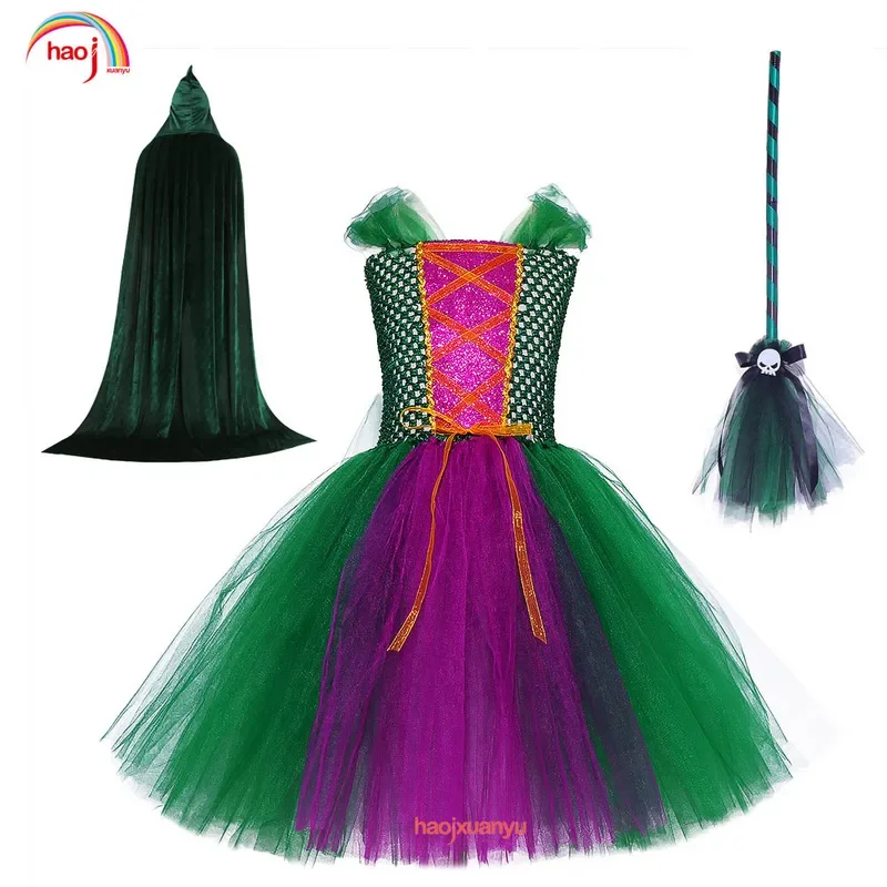 Hocus Pocus 2 Halloween Children Cosplay Girls Witch Sanderson Sisters Mary Sarah Winifred Dress Child Masquerade Party Costume