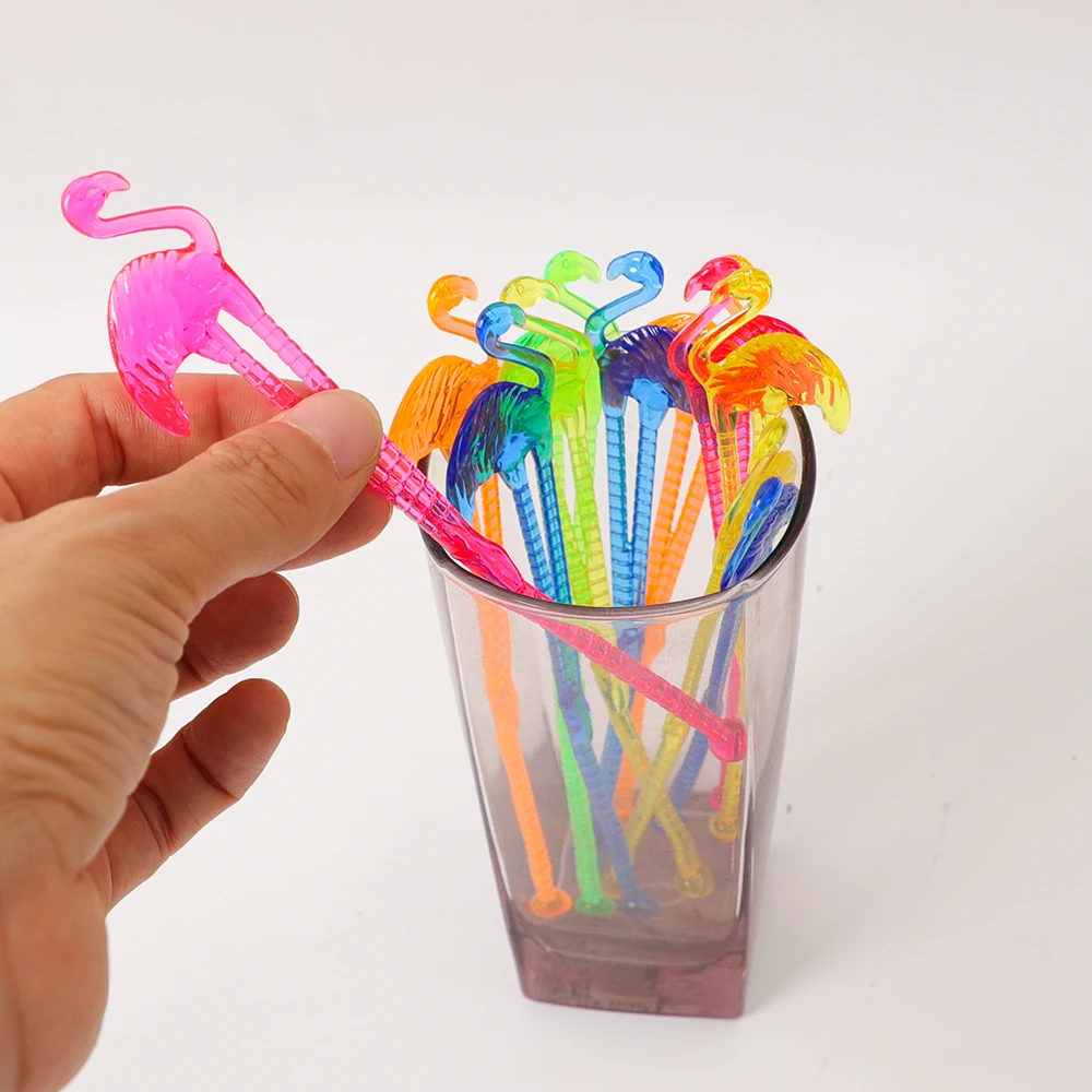 25Pcs Flamingo Cocktail Swizzle Sticks Drink Stirrer Wine Muddler Puddler Bar Tool Wedding Birthday Summer Hawaii Party Decor