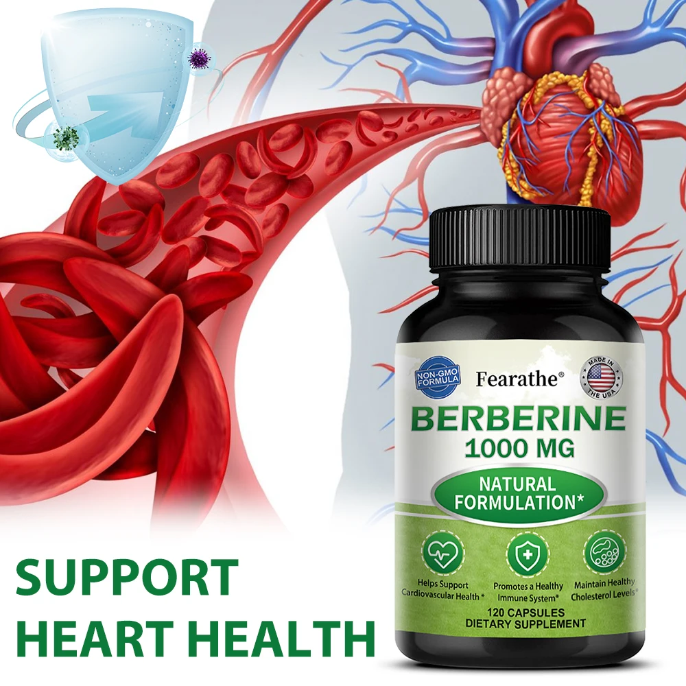 Berberine Extract 1000 Mg - Highly Absorbed, Heart Health, Immune, Cholesterol, Cardiovascular Supplement