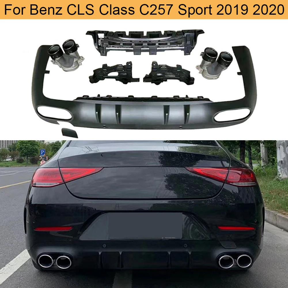 PP Black Rear Bumper Diffuser Lip Spoiler For Mercedes-Benz CLS Class C257 Sport 2019 2020 Non for CLS53 AMG Rear Diffuser