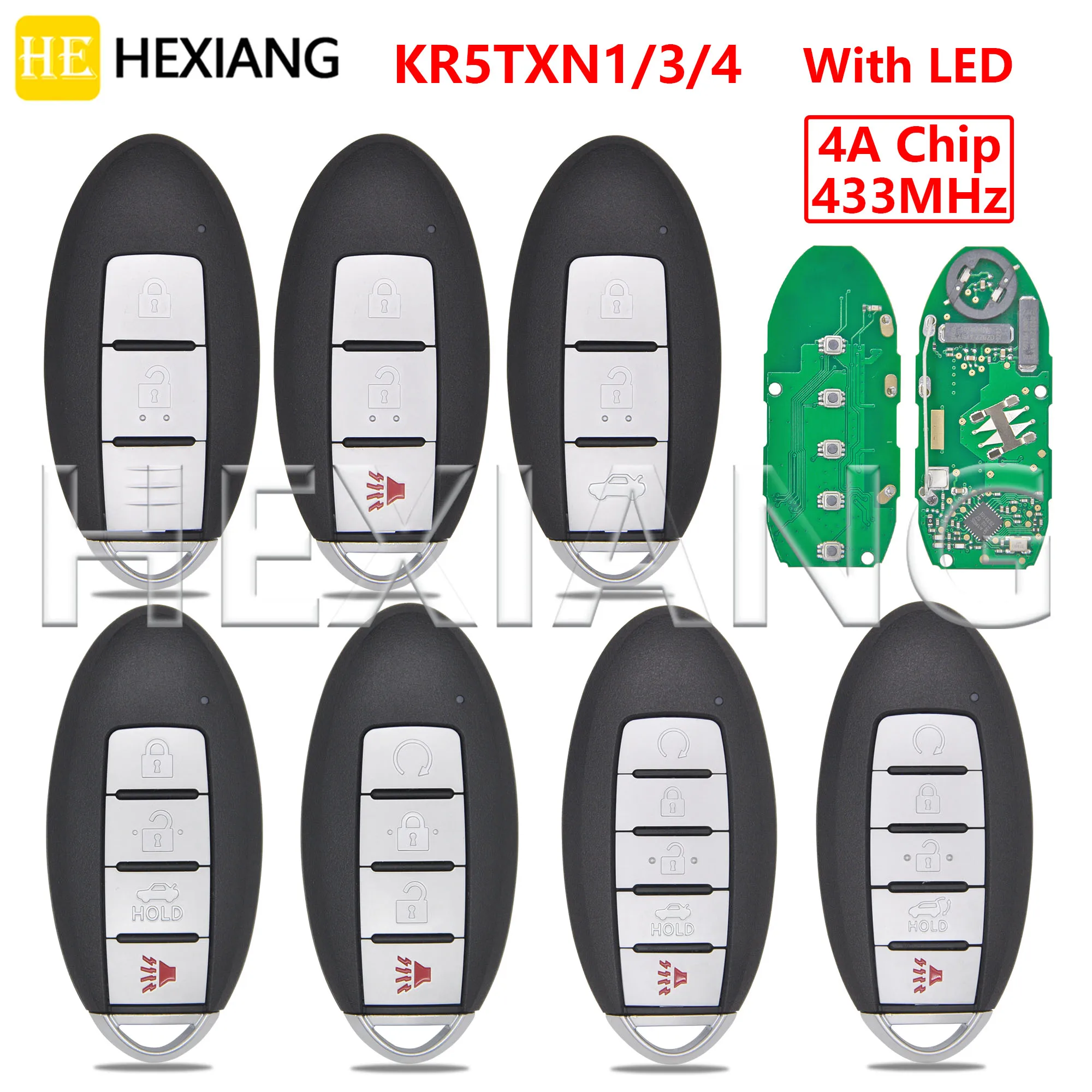 HE KR5TXN1/N3/N4 S180144502/503/801 4A Chip 433MHz Keyless Go Car Remote Key For Nisan Altima Sylphy Versa Rogue Kicks S Sport