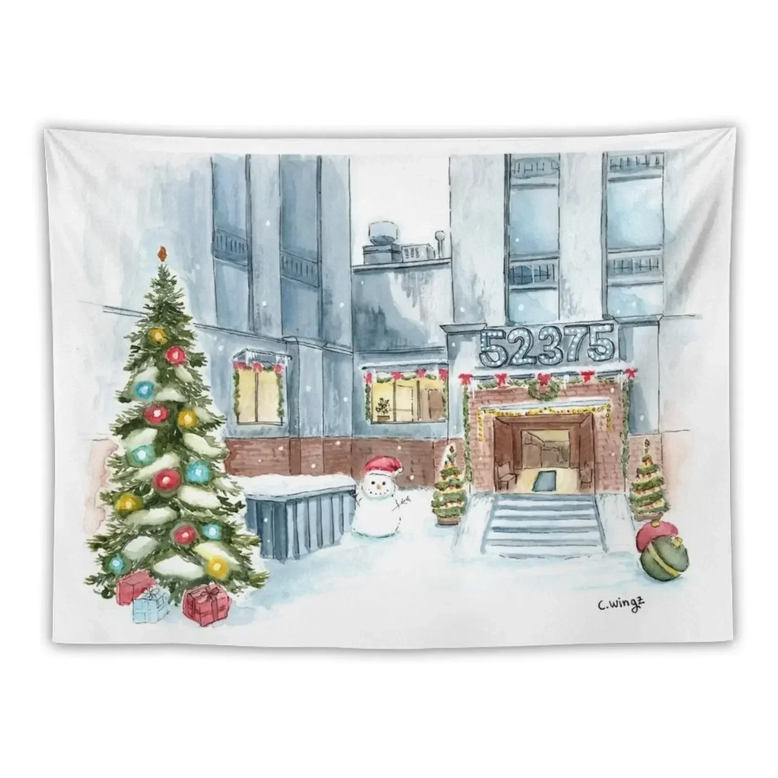 

CSGO Office Christmas in Watercolor Tapestry Room Decorations Aesthetic Bathroom Decor Room Decorations Tapestry