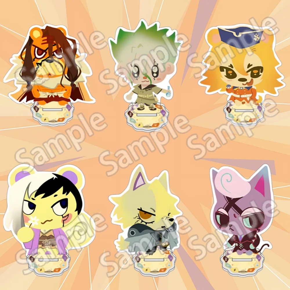 Dr.STONE Anime Asagiri Gen Animal Theme High Definition Sandwich10CM Acrylic Standee & Keychain, Desktop Ornament Anime Merch Gi