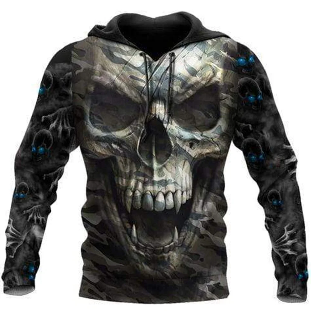 3D Printed Skull Graphics Men's Hoodie Tops Fashion Unisex Sweatshirt Spring and autumn Hip Hop Streetwear Oversized Casual Men'