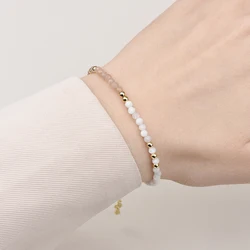 3mm Faceted Sunstone and Moonstone Fashion Bracelet for Women