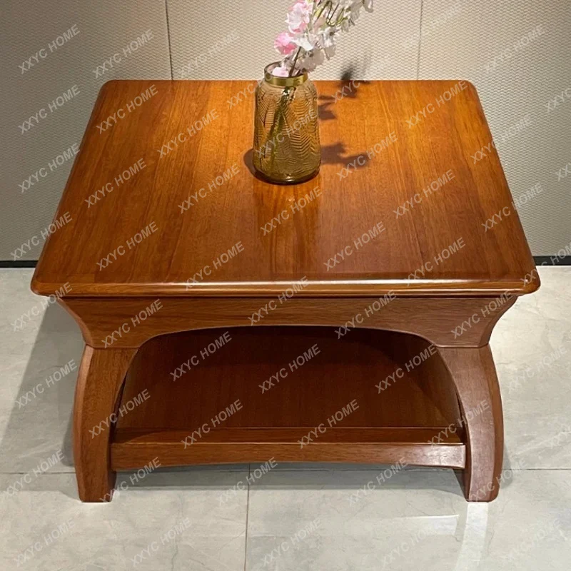 Golden silk walnut Chinese telephone table modern storage square table living room sofa side table