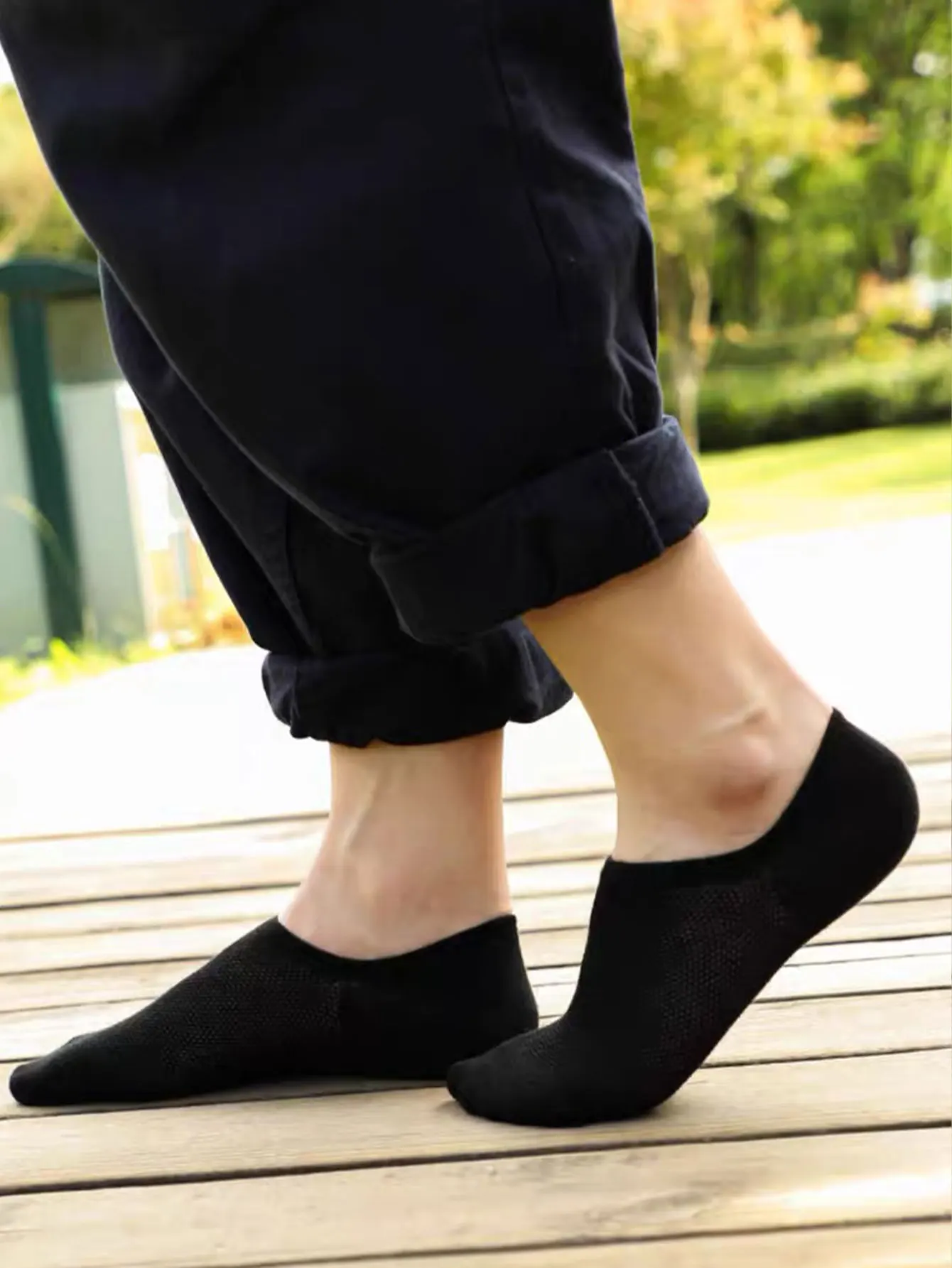 10Pairs Bamboo Socks Thin Summer Men\'s Invisible Socks Absorbent Deodorant Harajuku Bamboo Fiber Mesh Short Sock Black Plus Size