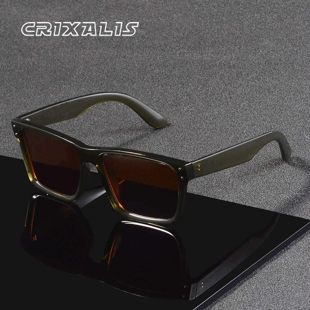 CRIXALIS Vintage Vollformat-Quadrat-Sonnenbrille für Damen und Herren, Piloten-Klettern, Antireflex-Sonnenbrille, Schatten, UV400