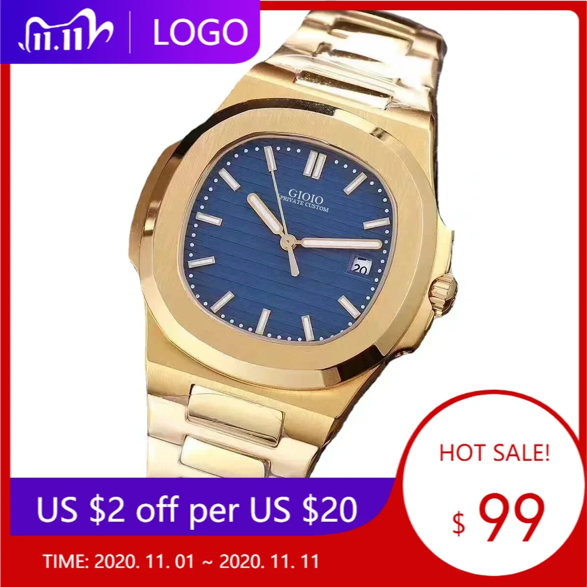 Montre de sport mécanique automatique pour homme, or rose, argent, noir, bleu, luxe, nouveau