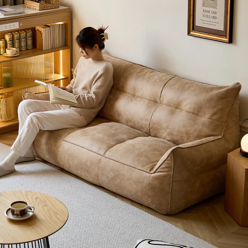 

Small apartment retro double technology cloth living room sofa, bedroom cat scratching cloth casual fabric sofa