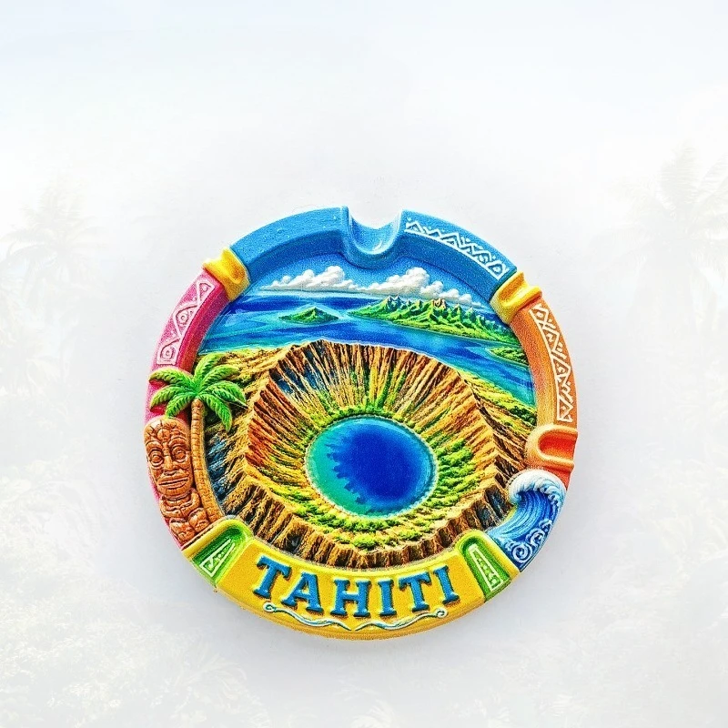 Tahiti Lake Sea Fridge Magnet - Serene 3D Volcanic Island Souvenir Unique South Pacific Gift for Travel & Ocean Lovers Decor