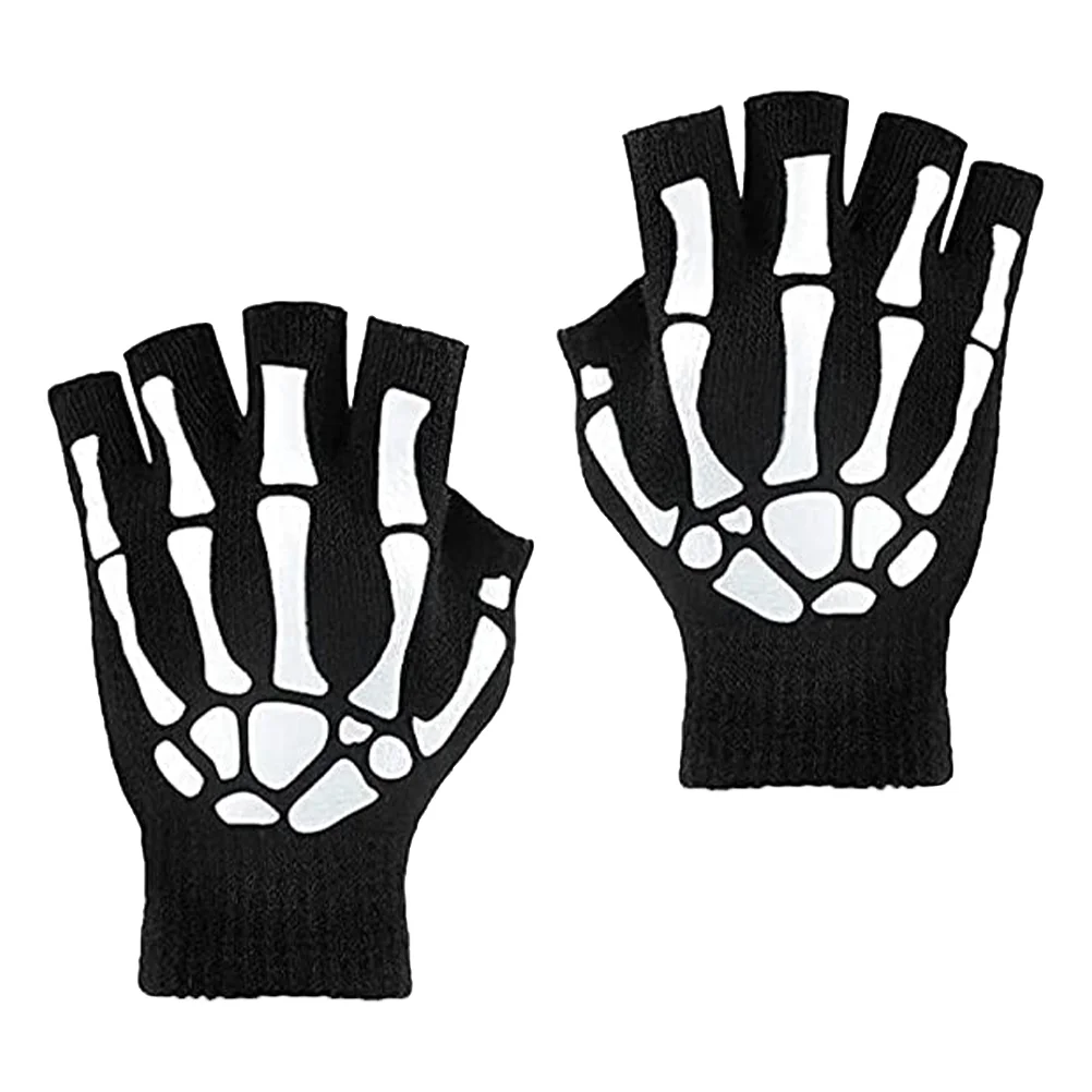 Winter Clothing for Men Luminous Skull Gloves Halloween Cosplay Props Costume Kids