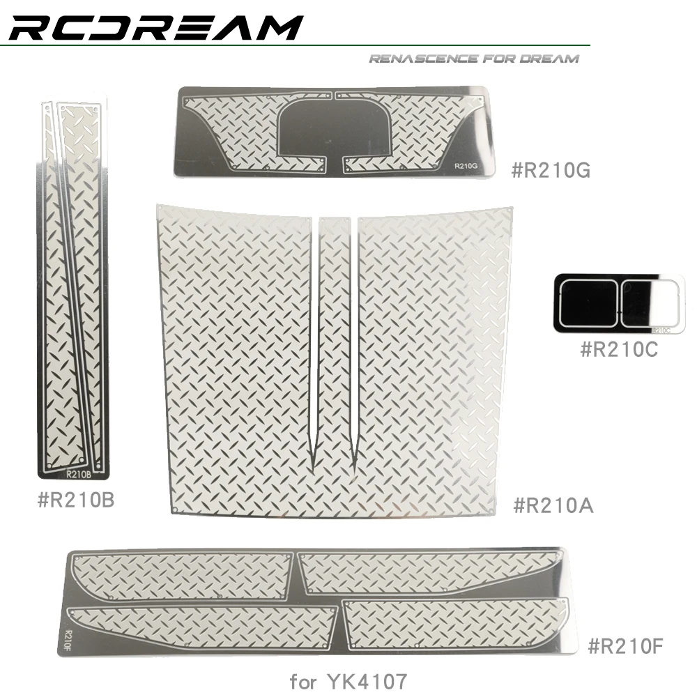 RCDream 1/10 Chequered Diamond Plates Panels Protection / Gloss Mirror Sheets for YK4107 Hood / Rearview Mirror / Fender / Rack
