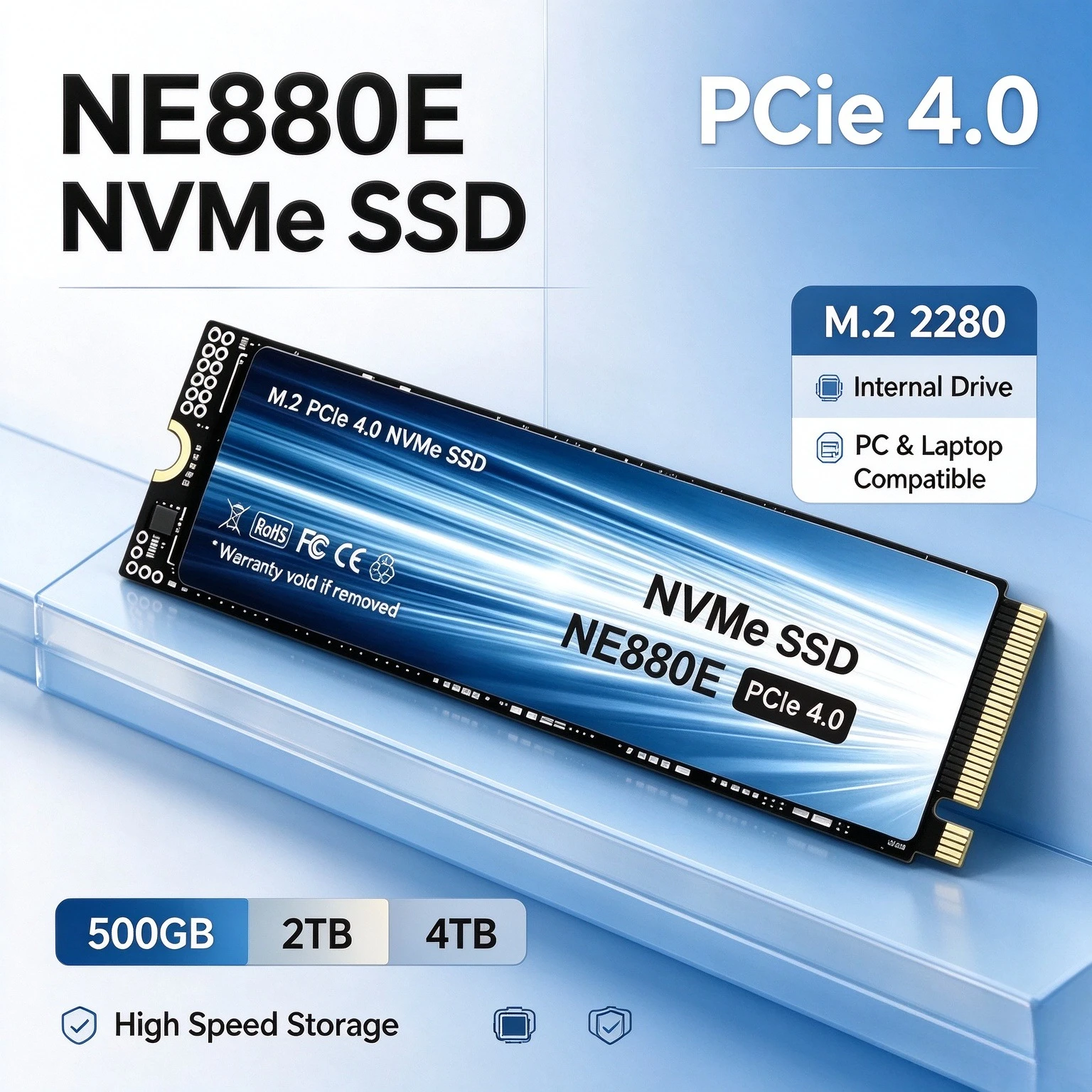 New NE880E  Hard Disk 2TB 4TB NVMe M2  SSD 500GB PCIe 4.0 Internal Solid State Drive For Laptop Desktop PC